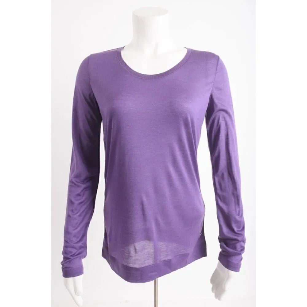 LORO PIANA Womens Cashmere Silk Top Shirt Sweater Purple Sz 38 US 4 Scoop NWT